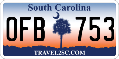 SC license plate OFB753