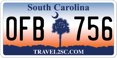 SC license plate OFB756