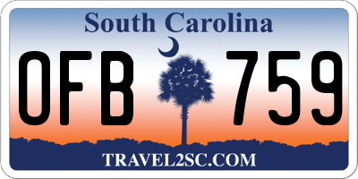 SC license plate OFB759