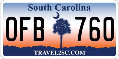 SC license plate OFB760