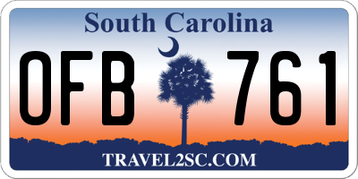 SC license plate OFB761