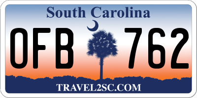 SC license plate OFB762