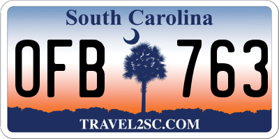 SC license plate OFB763