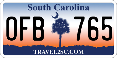 SC license plate OFB765