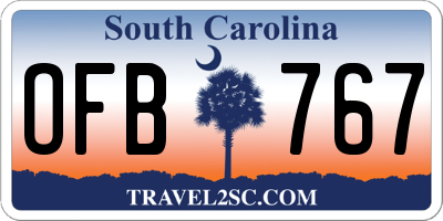 SC license plate OFB767
