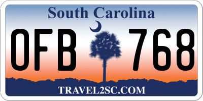 SC license plate OFB768