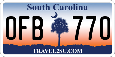 SC license plate OFB770