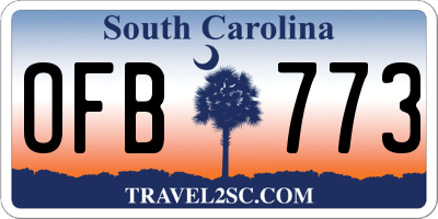 SC license plate OFB773