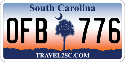 SC license plate OFB776
