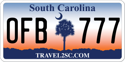 SC license plate OFB777