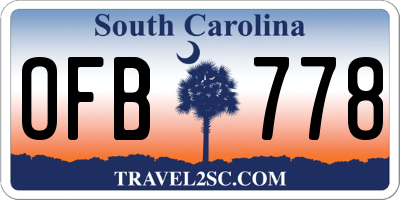 SC license plate OFB778