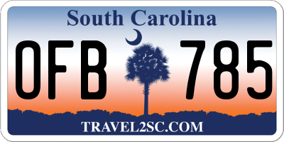 SC license plate OFB785