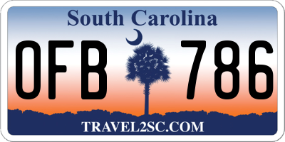 SC license plate OFB786