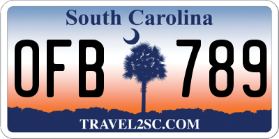 SC license plate OFB789