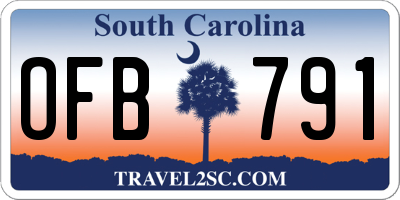 SC license plate OFB791