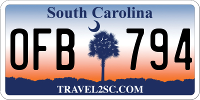 SC license plate OFB794