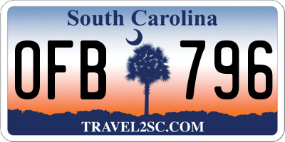 SC license plate OFB796