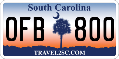 SC license plate OFB800