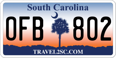 SC license plate OFB802