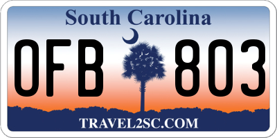 SC license plate OFB803