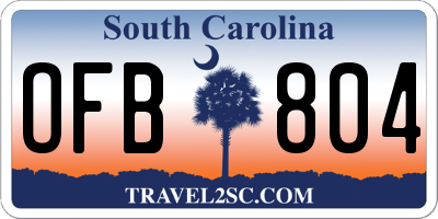 SC license plate OFB804