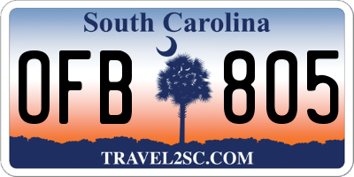 SC license plate OFB805