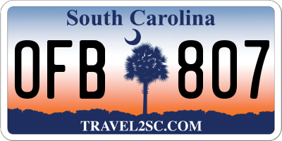 SC license plate OFB807