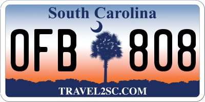 SC license plate OFB808