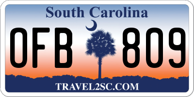 SC license plate OFB809