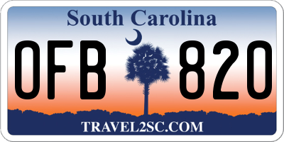 SC license plate OFB820