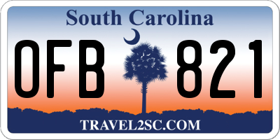 SC license plate OFB821
