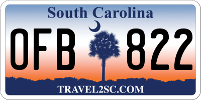 SC license plate OFB822