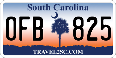 SC license plate OFB825