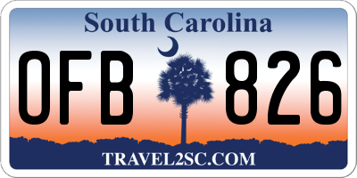 SC license plate OFB826