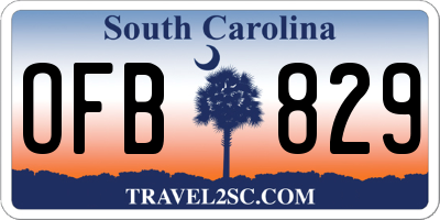 SC license plate OFB829