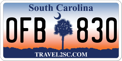 SC license plate OFB830