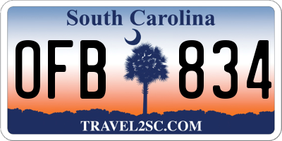 SC license plate OFB834