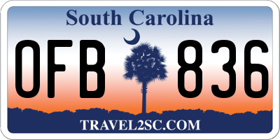SC license plate OFB836