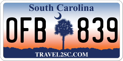 SC license plate OFB839