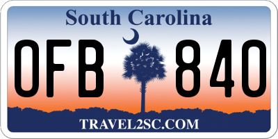 SC license plate OFB840