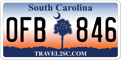 SC license plate OFB846