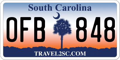 SC license plate OFB848