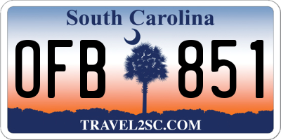 SC license plate OFB851