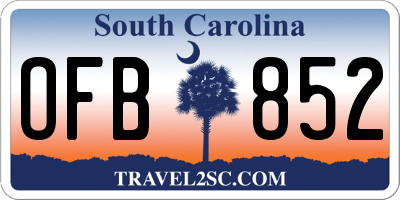 SC license plate OFB852