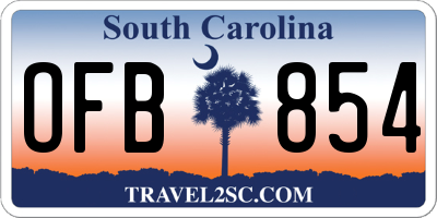 SC license plate OFB854
