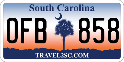 SC license plate OFB858