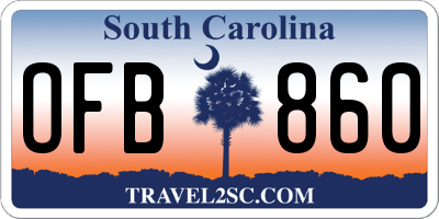 SC license plate OFB860