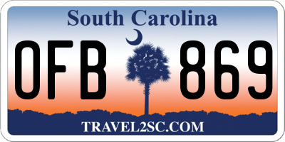 SC license plate OFB869