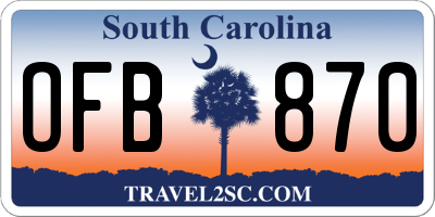 SC license plate OFB870