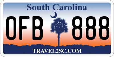 SC license plate OFB888